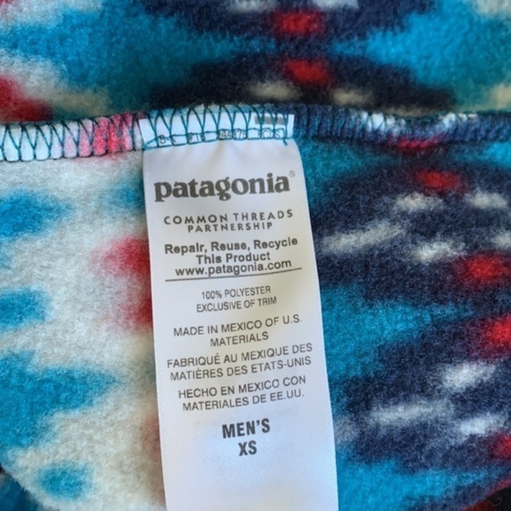 Rare Patagonia Synchilla 1/4 Snap-T Fleece Sweater Aztec Blue 25450 Men Size XS - Picture 5 of 12